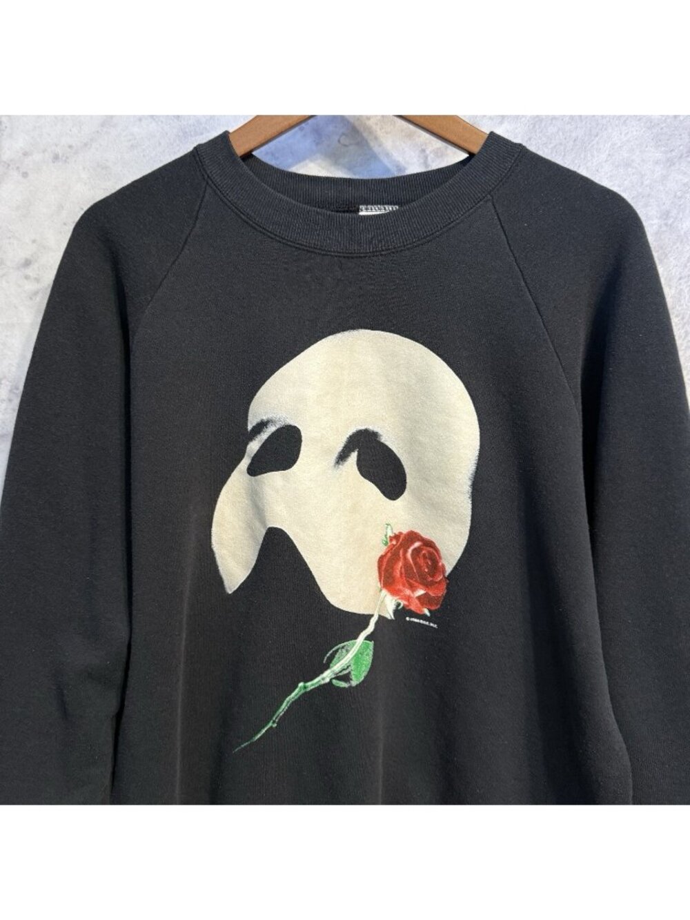 Vintage 80s Phantom of the Opera Sweatshirt Mens XL Black Glow in the Dark USA